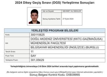 Öğrencimizden DGS'de Büyük Başarı